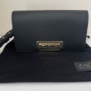 ZAC POSEN Earthette Clutch in black leather - NEW, NO TAGS!!
